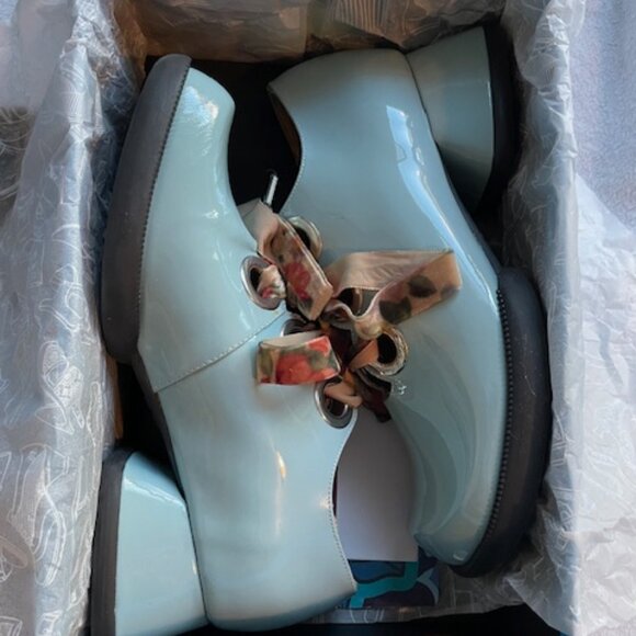 John Fluevog Paulson Light Blue Size 7 Like New Never worn Chunky Retro Boho Vog - Picture 8 of 16